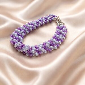 HANDMADE ELEGANT BOHO CHIC STATEMENT This intricately hand-woven beaded Bracelet